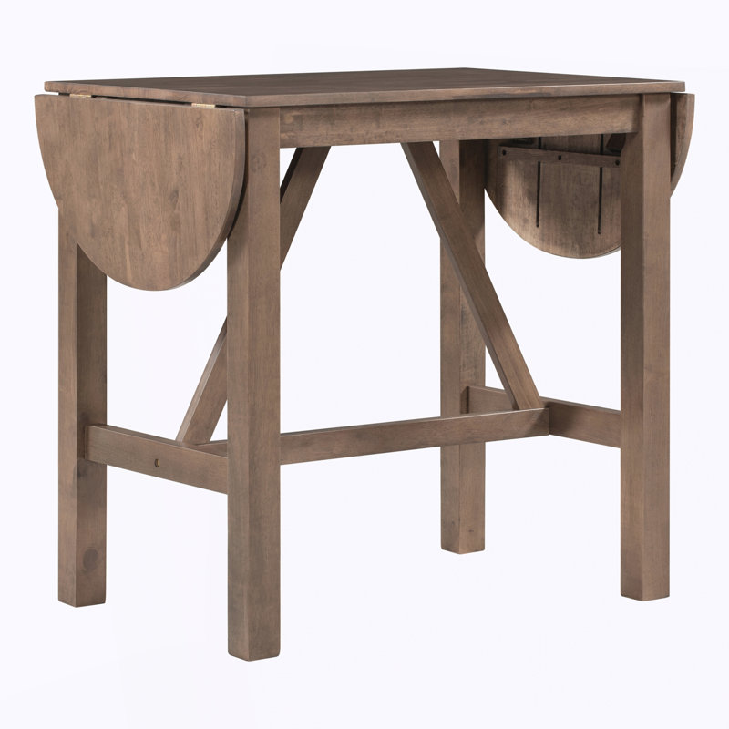 Ensemble de table de salle à manger à hauteur de comptoir en bois 3 pièces avec 2 chaises rembourrées pour petite place, Brun