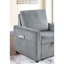 Élégant fauteuil en velours côtelé gris avec méridienne coulissante et poche latérale pour le balcon - une option confortable
