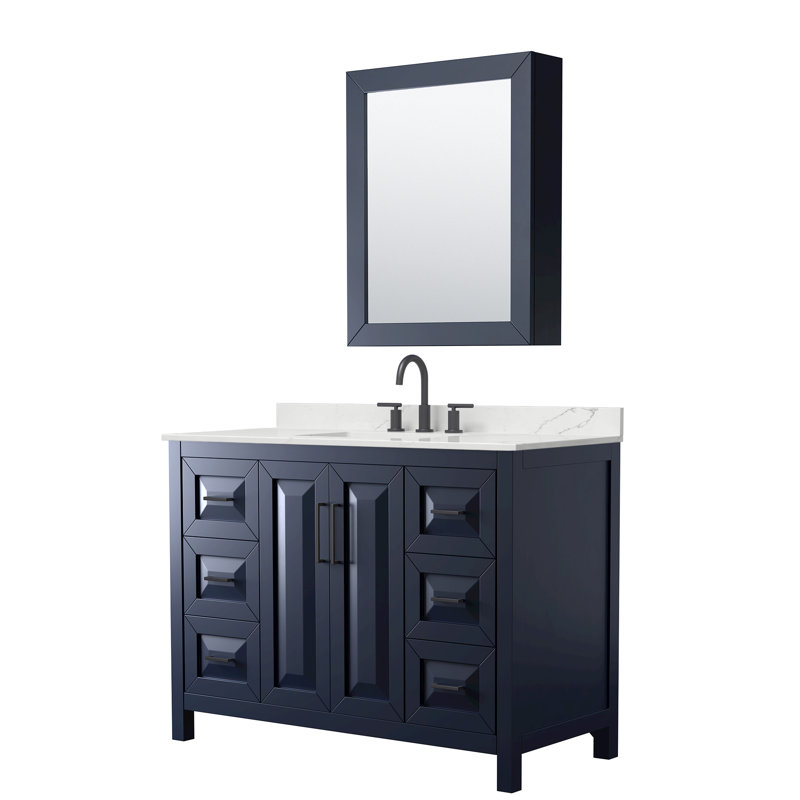 Daria 48'' W Vanity, Matte Black, Blue, Giotto Quartz