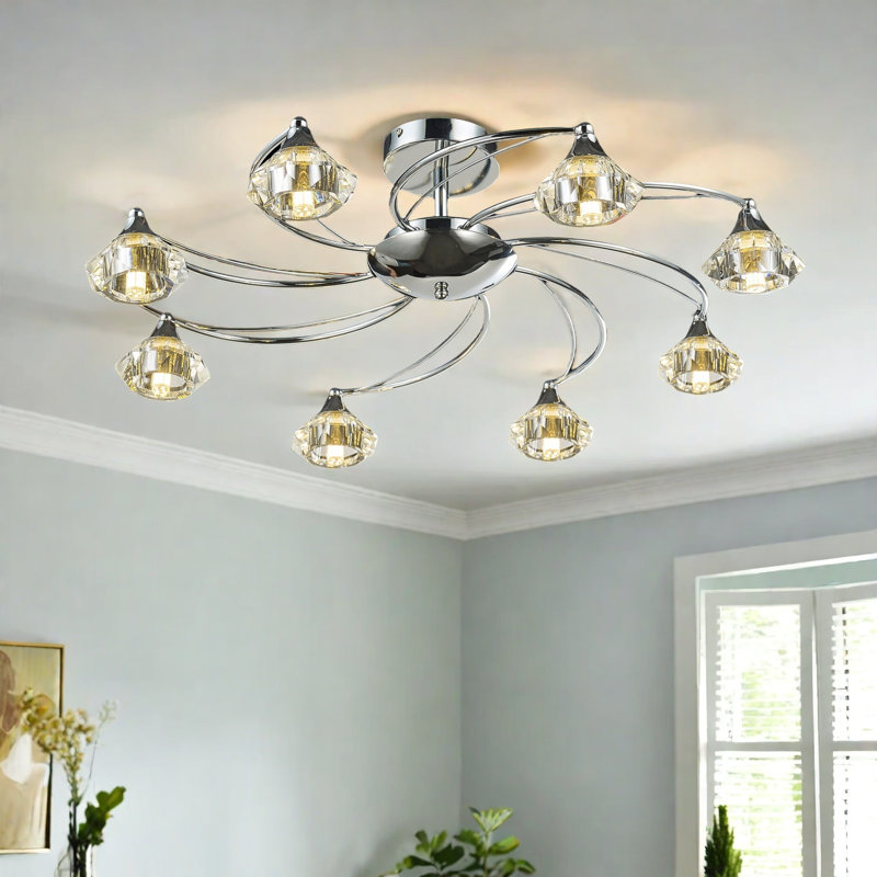Decatur Glass Ceiling Spotlight, Polished Chrome
