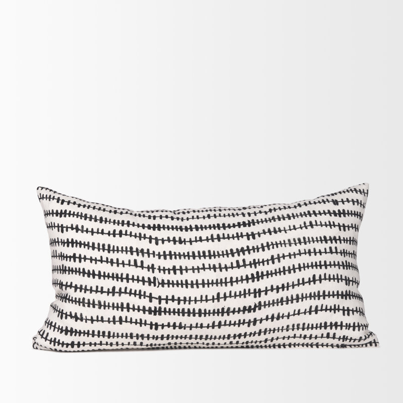 Housse de coussin en lin , Crème / Noir