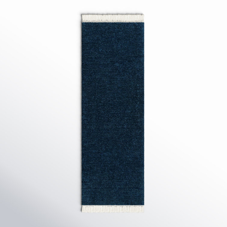 Clio Solid Color Hand Loomed Wool Area Rug in Blue