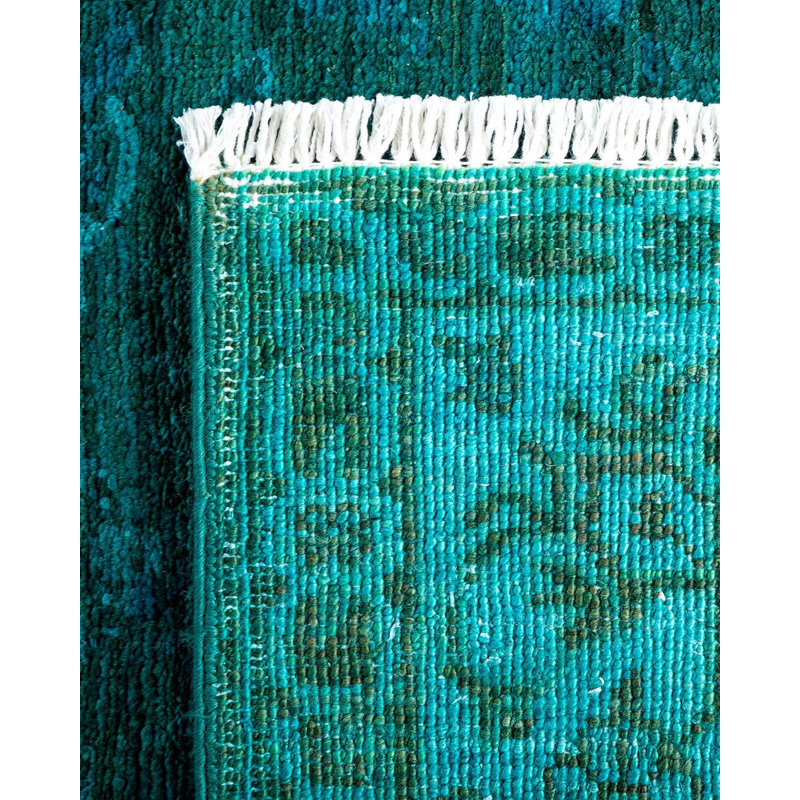 Tapis bleu / bleu sarcelle 3 pi 2 po x 15 pi 1 po Cranon One-of-a-Kind