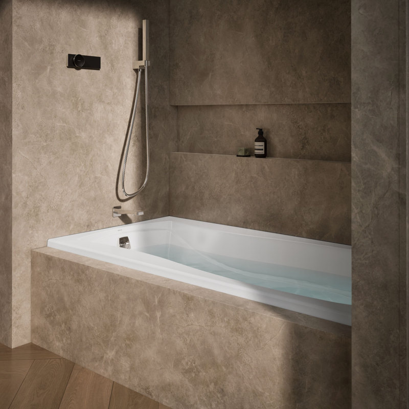 Mariposa 72" x 36" Alcove/Tile In Air Acrylic Bathtub, White, Left