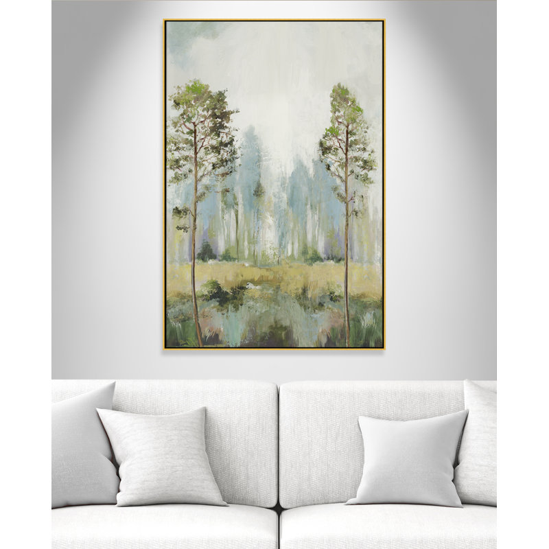 Tall Green Trees II by Allison Pearce, 61.5" H x 41.5" W, Gold