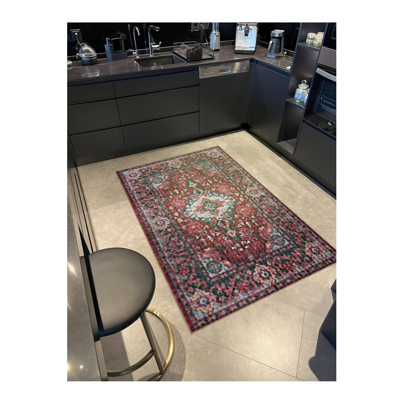 Tapis lavable motif fuchsia, Tapis de couloir 3 pi 3 po x 6 pi 7 po inclus
