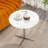 Small Round End Table,sofa Side, White, Marbled, Cornered Table
