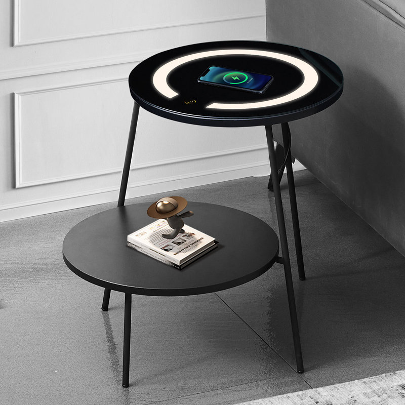 Aatreya Glass Top Abstract End Table