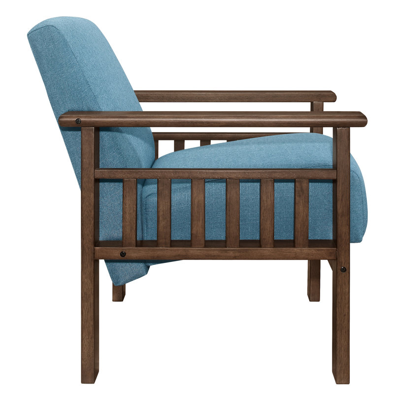Chaise d'appoint moderne en tissu bleu avec structure en bois massif et chaise rembourrée, Bleu