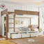 Lit superposé en bois massif avec 4 tiroirs de rangement et garde-robe intégrée-1290285598-1290285597