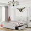 Base de lit tapissier avec plateau de rangement avec projecteur Galaxy, 4 tiroirs de rangement à l'épreuve de la poussière, tête de lit ajustable avec garniture cloutée-223606943-223606940
