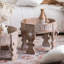 Ensemble de tables basses rondes en bois massif rétro beige