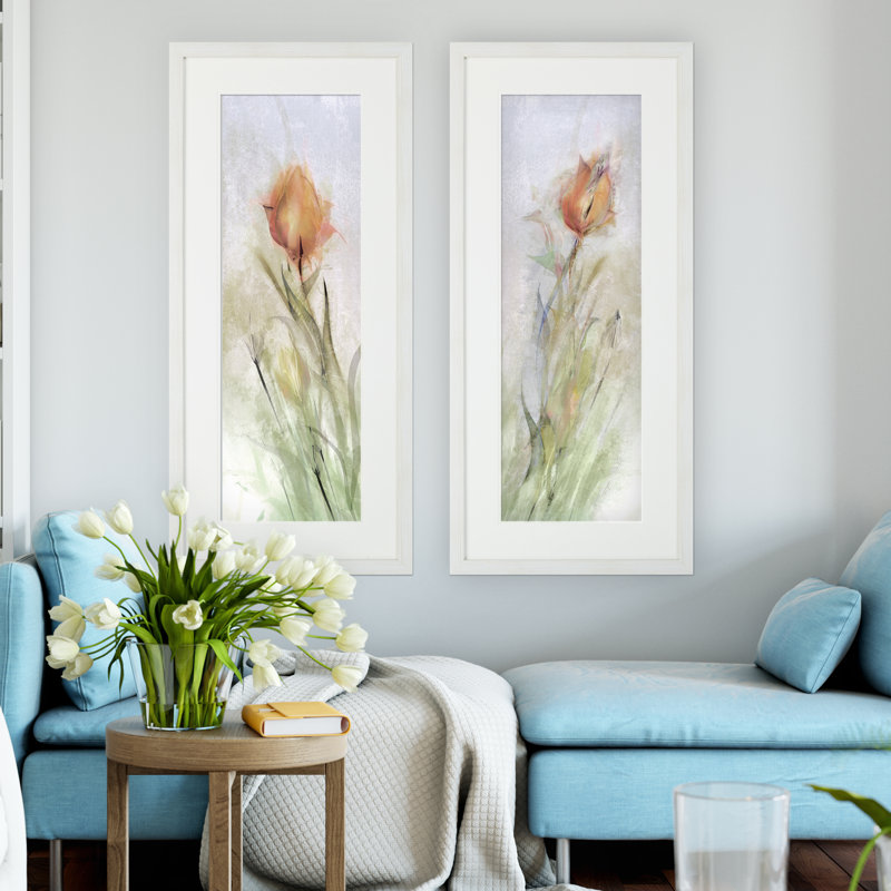 « tulip breeze », ensemble de 2 reproductions de peintures à l’acrylique encadrées