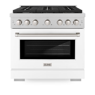 ZLINE 36" Paramount Dual Fuel DuraSnow® Range w/ 6 Burner Cooktop & Black Matte Door (SDRS-BLM-36)