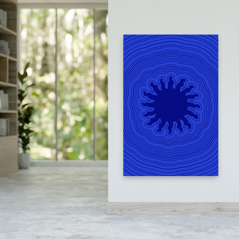 Impression d'art mural abstrait bleu foncé, 60" H x 40" W