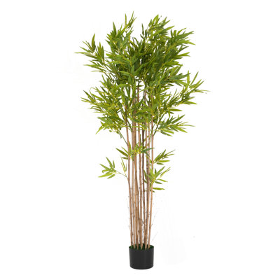 Bambou artificiel avec pot en plastique noir