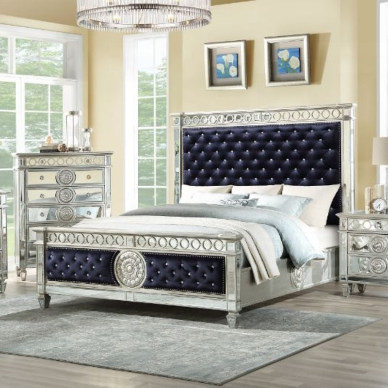 Lit aubergine Kartney, Grand, Gris / noir