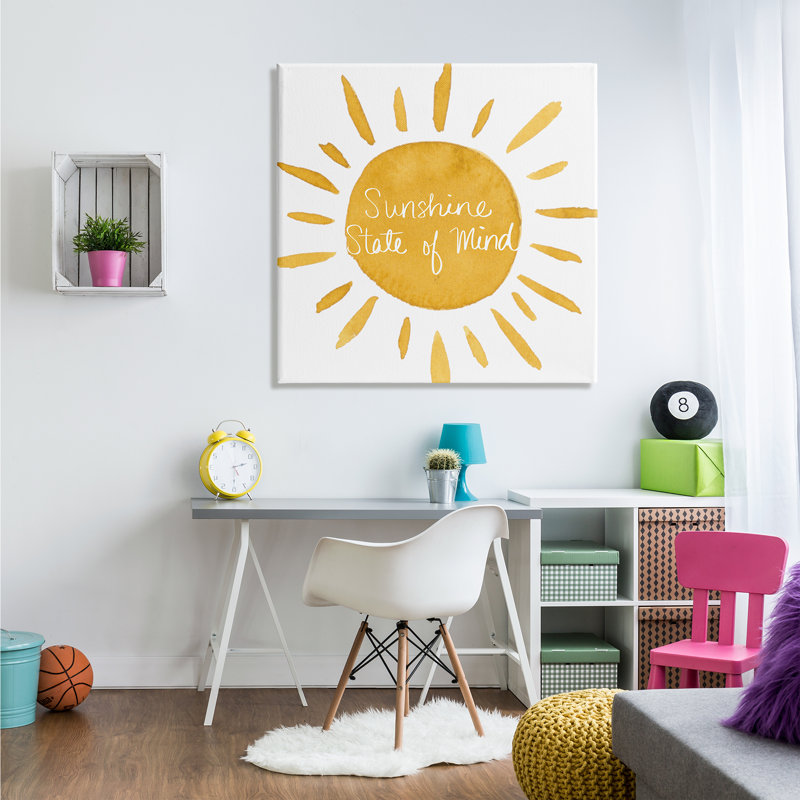 «Sunshine State of Mind Expression Big Bold Sun» par Lucille Price - Peinture, H 36 po x l 36 po x P 1,5 po, Toile tendue