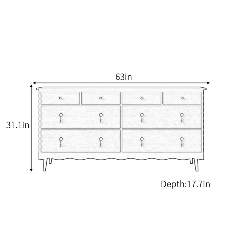 Buffet de luxe rétro français, Noir, H 31,1 po x l 63 po x P 17,7 po