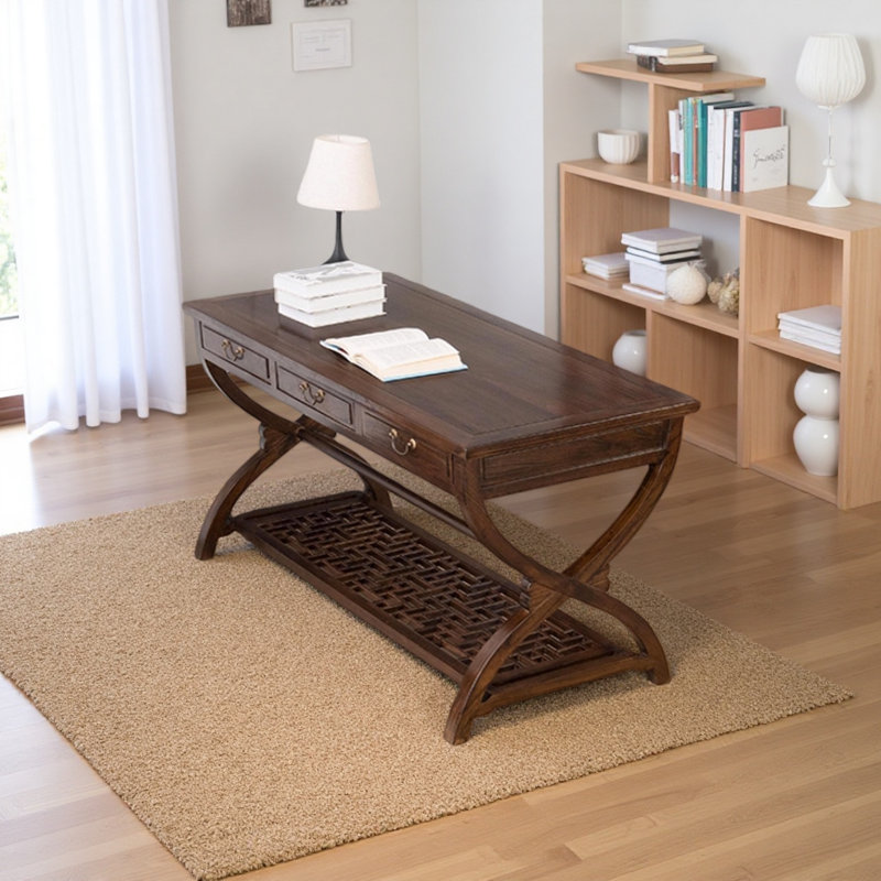 Bureau à tenon et mortaise en bois massif d'orme massif