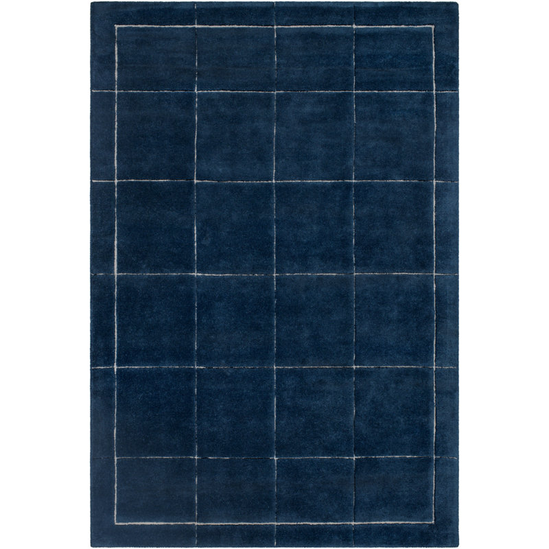 Tapis bleu marine touffeté à la main Mallory, Rectangle 2 pi x 3 pi