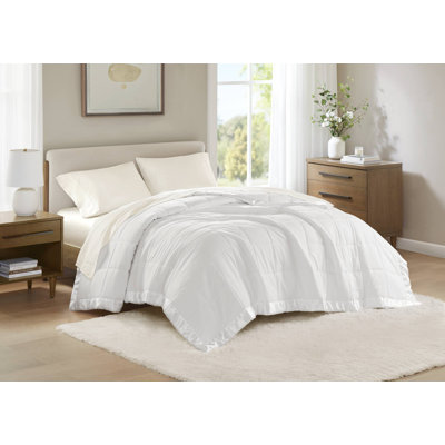 Lightweight Down Alternative Blanket with Satin Trim