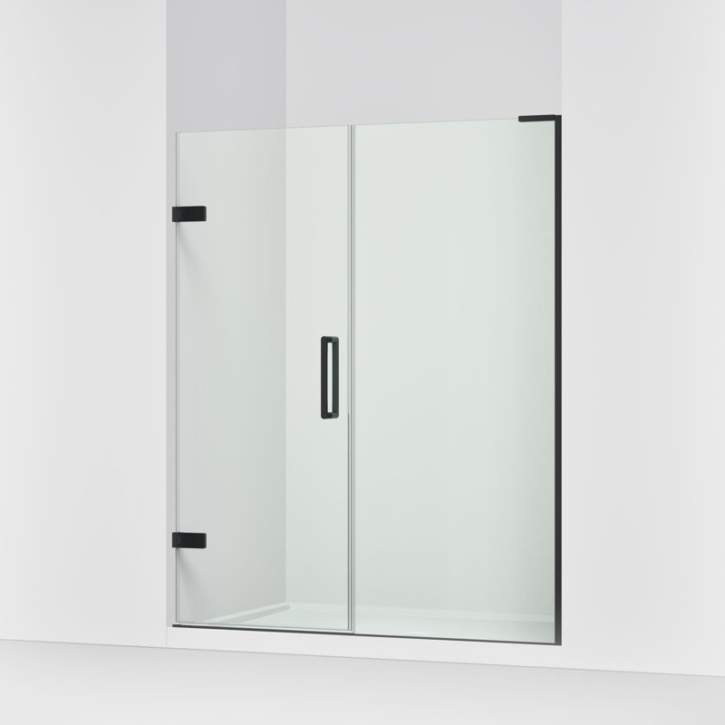 Composed 57-1/4-In58-In W X 71-1/2-In H Frameless Pivot Shower Door With 3/8-In Crystal Clear Glass And Back-To-Back Vertical Door Pulls