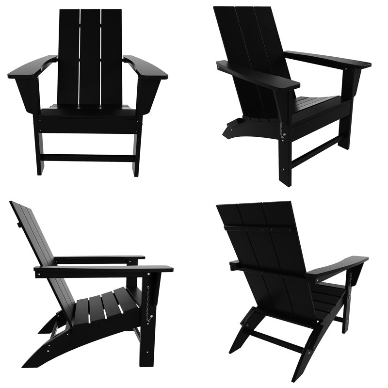 Joubert Foldable Outdoor Adirondack Set, Black