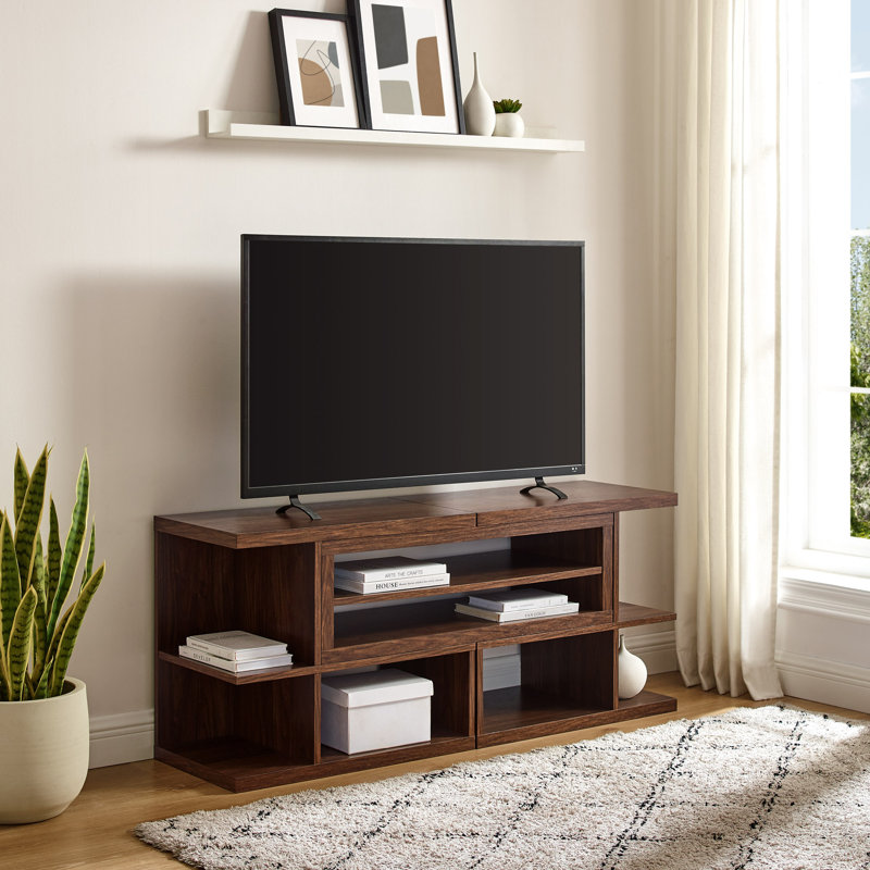 Condry 55" Open Storage Adjustable TV Stand, Dark Walnut