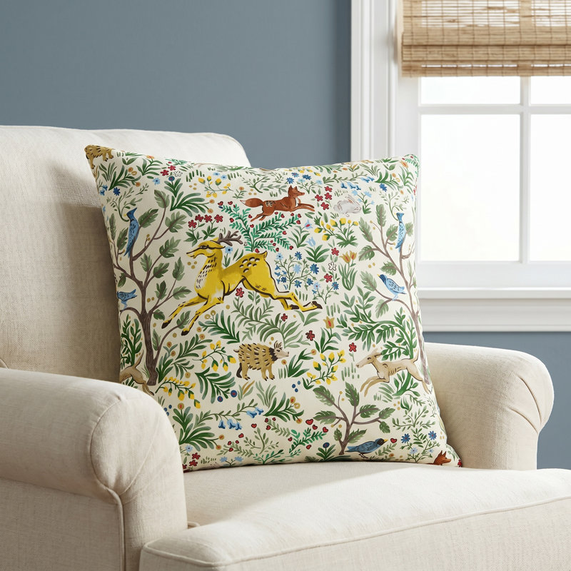 Foxe Toile Outdoor Reversible Throw Pillow, 18" x 18", Frolic Citrus
