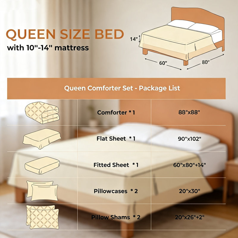 Ensemble de couette 7 pièces Queen Pintuck Bed in a Bag beige