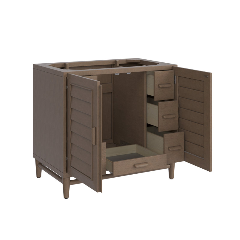 Broeder 36 " W Freestanding Standard Free Standing 1 Single Vanity Bathroom Vanity With Top, Whitewashed Walnut