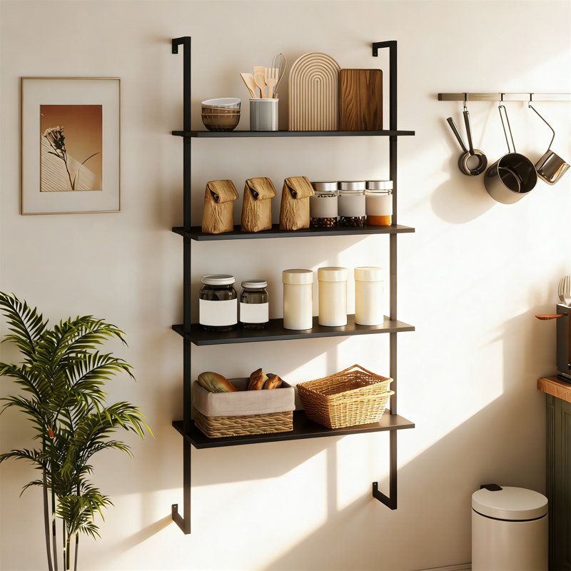 163cm H x 76cm W Metal Standard Bookcase, Black