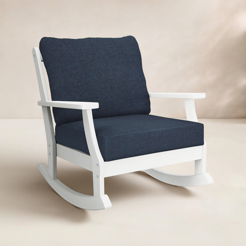 Chaise berçante à siège profond Braxton, Indigo marin, Bleu marine