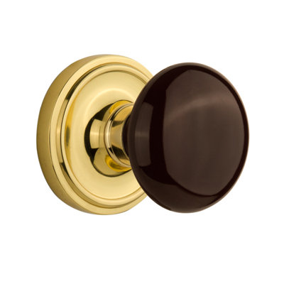Rosette classique avec bouton de porte en porcelaine brune