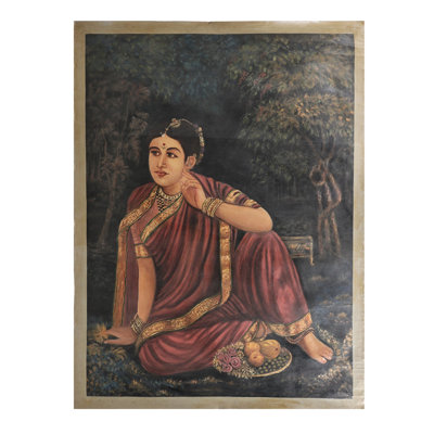 Radha en attente de Krishna à Kunjavana | Fait à la main | Huile sur toile
