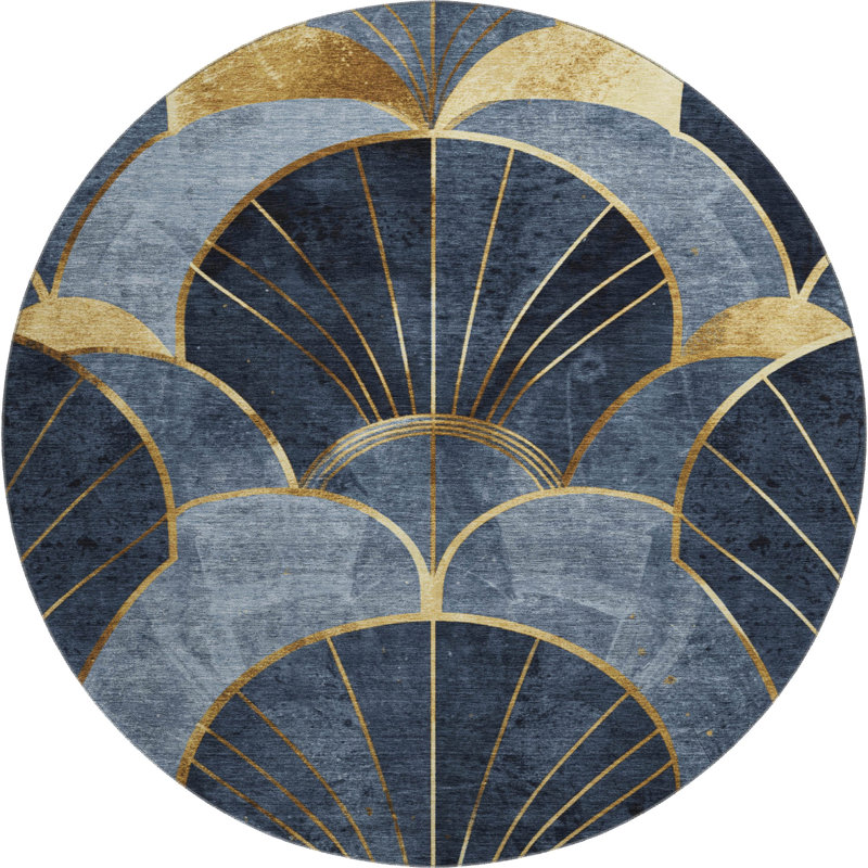 Premium Machine Washable Mayfield AMF2221 floral Rug, 8' Round, Navy