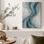 Tableau abstrait sur toile à coups de pinceau turquoise et or-749502751