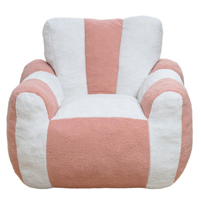 Fauteuil à billes, fauteuil à peluches confortable pour adultes et enfants, joli canapé paresseux avec bloc de couleur, dossier en forme de cœur, grand fauteuil de lecture pour salon, chambre à coucher, appartement (blanc et rose)