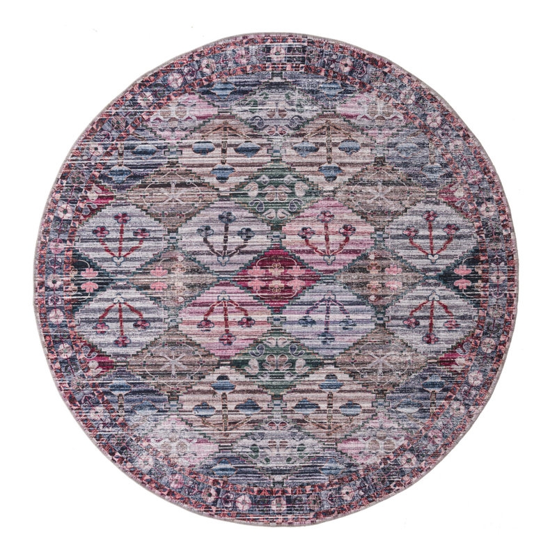Hazlett Chenille Geometric Indoor Rug, Round 7'3"