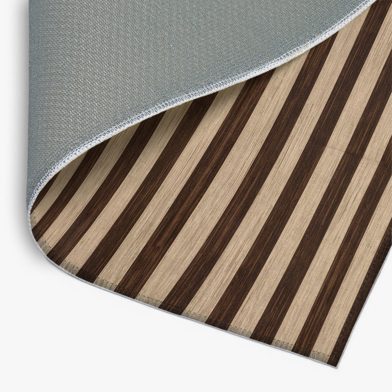 Tapis intérieur / extérieur brun HorizontalStripes, Rectangulaire 8 pi x 10 pi
