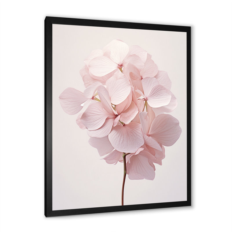 Hydrangées roses chuchotant des pétales sur toile, Cadre photo noir, H 20 po x l 12 po x P 1 po