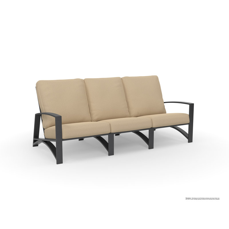 Arc Outdoor 3 - Seat Patio Sofa, Sahara Cafe, Carbon Black