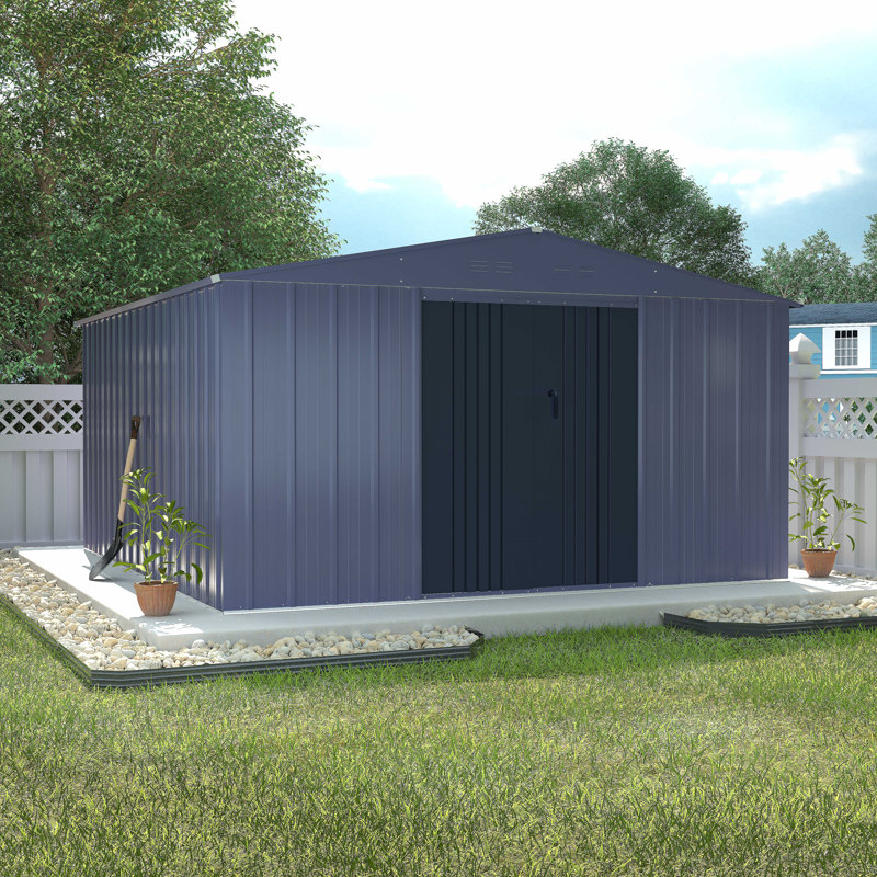 Outdoor Storage Shed, Steel Utility Tool Shed Storage House with Door & Lock, Metal Sheds Outdoor Storage for Garden Patio Lawn Poolside