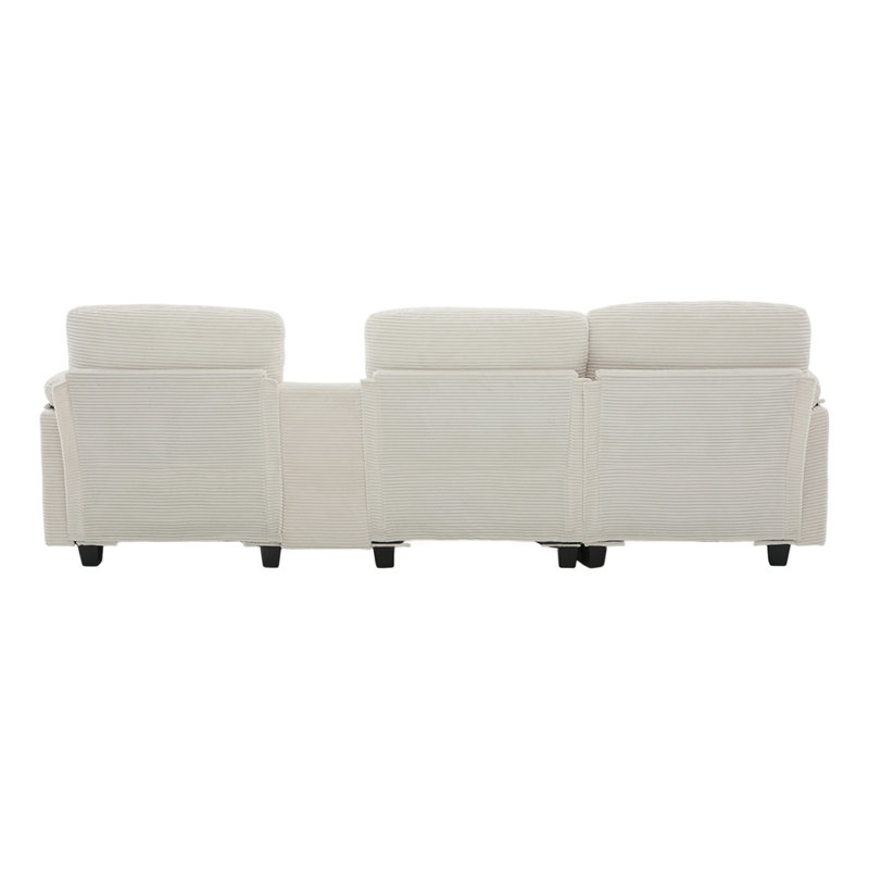Luxury Modular Living Sofa, Beige Corduroy