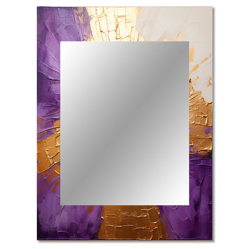 Gold And Purple Lunar Vector I - Abstract Painting Large Mirror, Modern Decorative Wall Mirror, Printed Metal Art, 40" x 30"