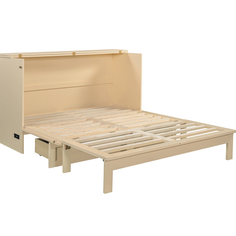 Grand lit doré, conception d'espace, lit pliable avec compartiment interne pour matelas, finition, L 80,6 po x l 63 po H 41,3 po, lattes 13 pièces, capacité de poids de 500 lb, facile à assembler
