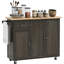 Îlot de cuisine avec chariot roulant, plateau, porte-serviettes, grand tiroir, tablette de rangement réglable, surface de coupe mobile, cintre