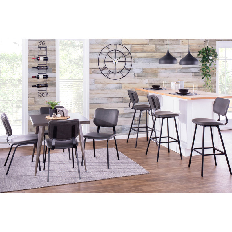 Holleran Upholstered Counter Stool with Metal Frame, Gray