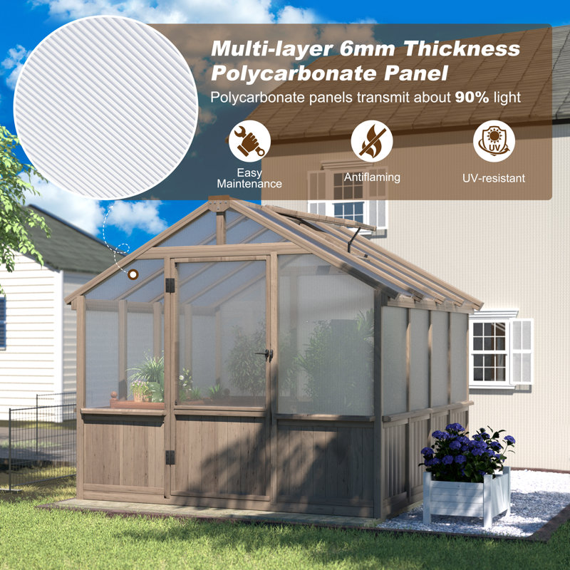 8 Ft. X 8 Ft. Wooden Greenhouse